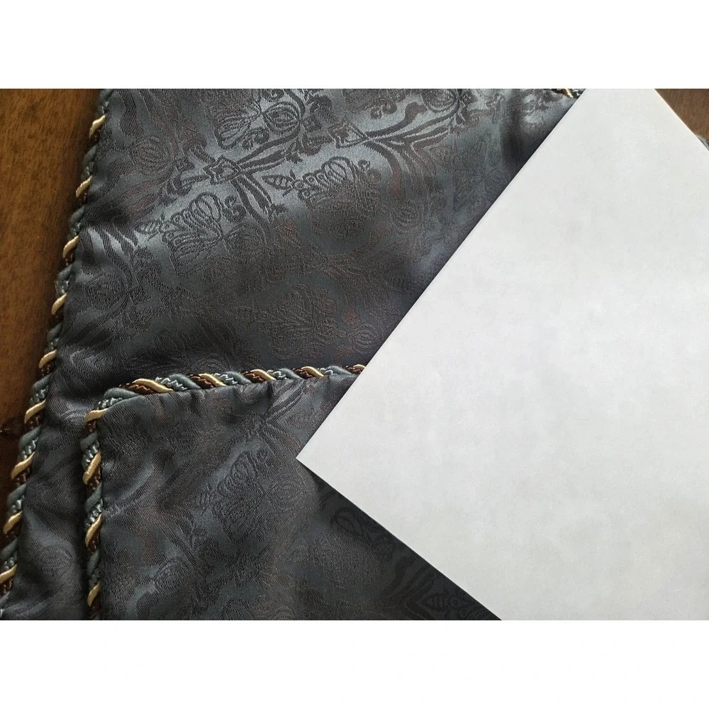 Luxury Beaded Tapestry King Shams Rope Trim Blue And Brown High End Silk Like